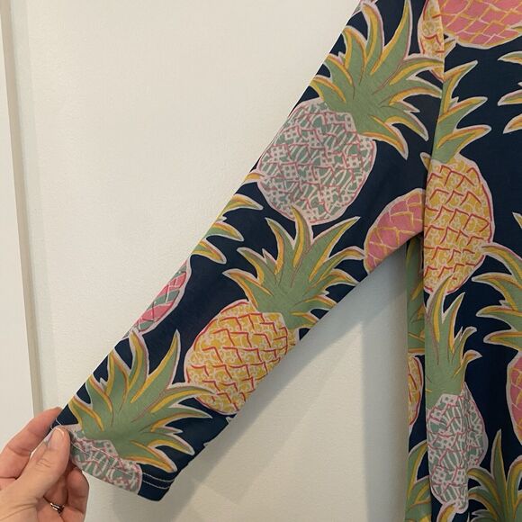 Simply Southern Dress Women Small Navy Blue Pineapple Tunic Stretch Preppy Beach - Picture 5 of 11